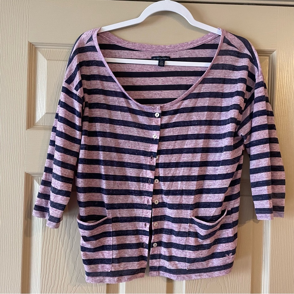 American Eagle - Cropped Purple & Blue Cardigan
